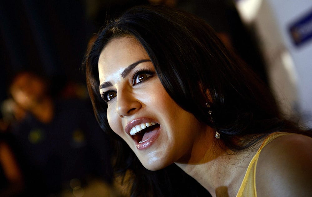 Sunny Leone during the promotion of her film 'Ragini MMS 2' in Ahmedabad.