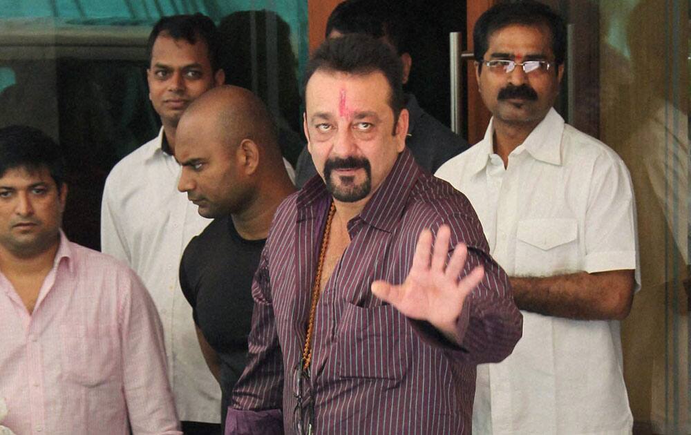 Actor Sanjay Dutt leaves for Yerawada jail, in Mumbai.