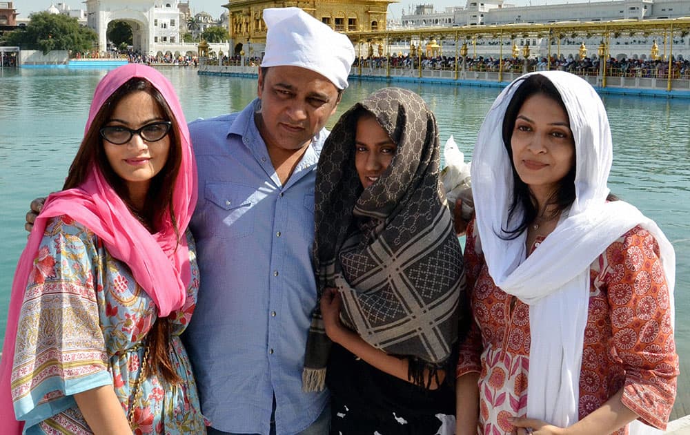 Actor Salman Khan's sisters Alvira Khan and Arpita Khan at the Golden Temple in Amritsar.