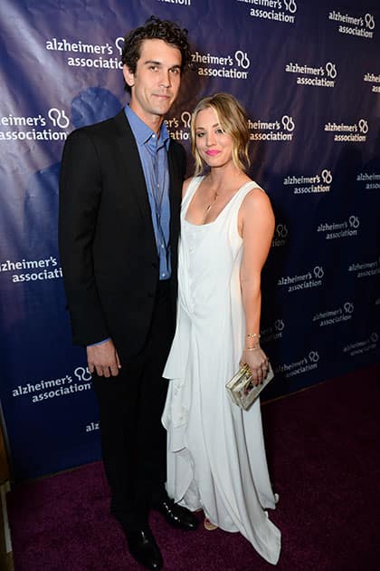 Ryan Sweeting, left, and Kaley Cuoco arrive at the 22nd annual 'A Night At Sardi's' to benefit the Alzheimer's Association at the Beverly Hilton Hotel.