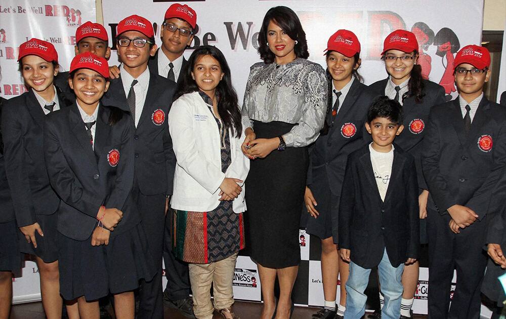 Bollywood actress Sameera Reddy at an awareness campaign in Mumbai.