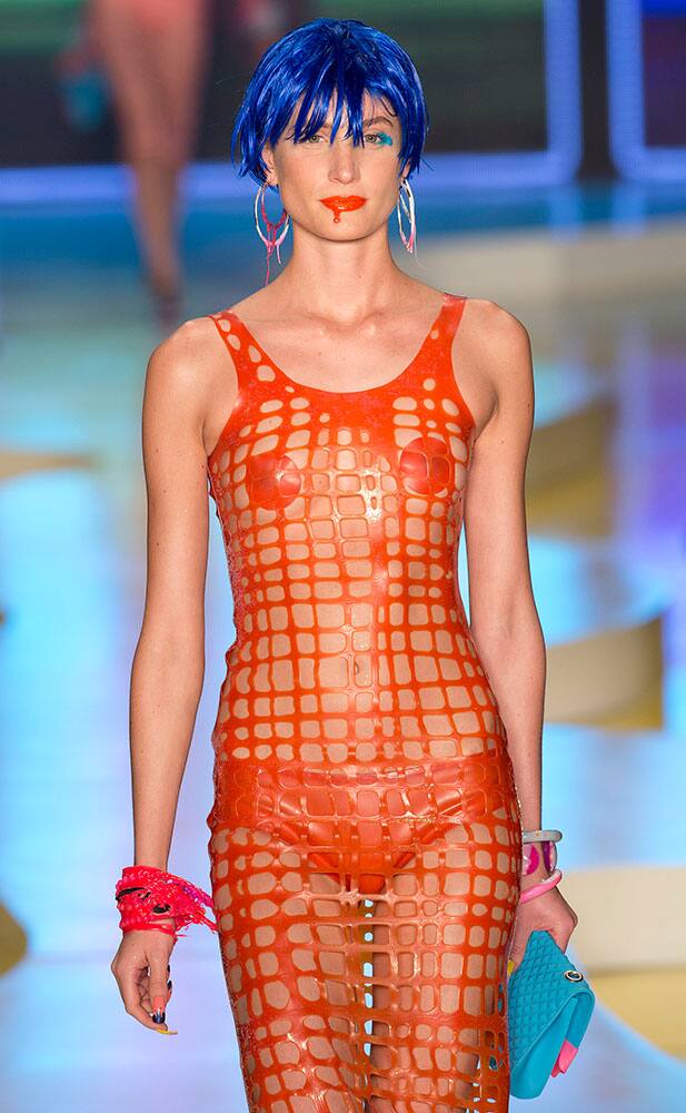 A model wears a creation from the Melissa Summer collection during Sao Paulo Fashion Week in Sao Paulo, Brazil.