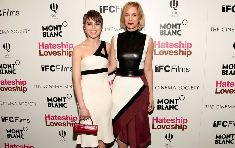 Actresses Sami Gayle, left, and Kristen Wiig, attend a screening of `Hateship Loveship` hosted by The Cinema Society and Montblanc in New York. 