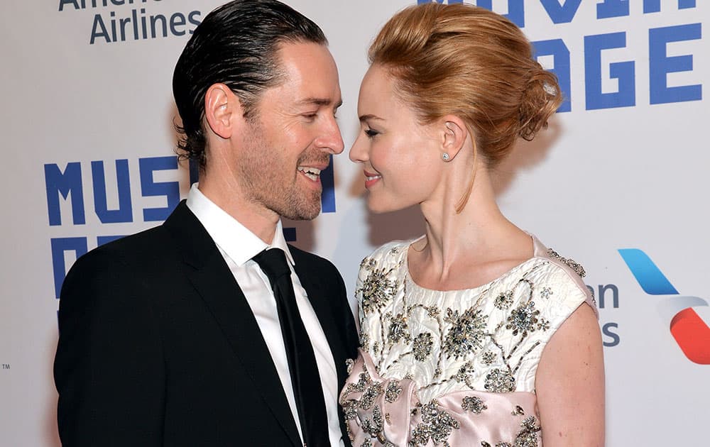 Actress Kate Bosworth, right, and husband Michael Polish attend the Museum of the Moving Image salute to Kevin Spacey in New York.