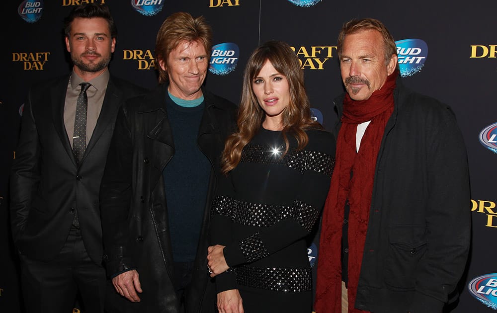 Actors Tom Welling, Denis Leary, Jennifer Garner and Kevin Costner attend a special screening of 'Draft Day' at the Landmark Sunshine Cinema, in New York.