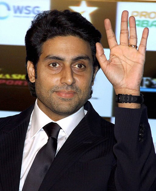 Bollywood actor Abhishek Bachchan at a press conference for Pro Kabbadi League in Mumbai.