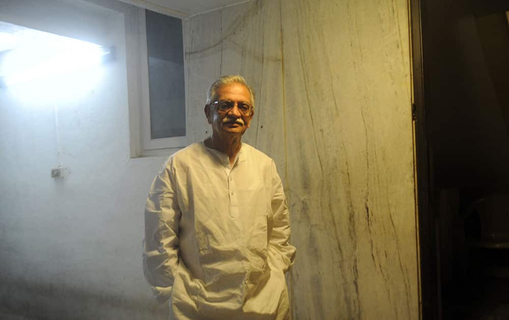 Lyricist Gulzar at his residence in Bandra. Pic Courtesy: DNA