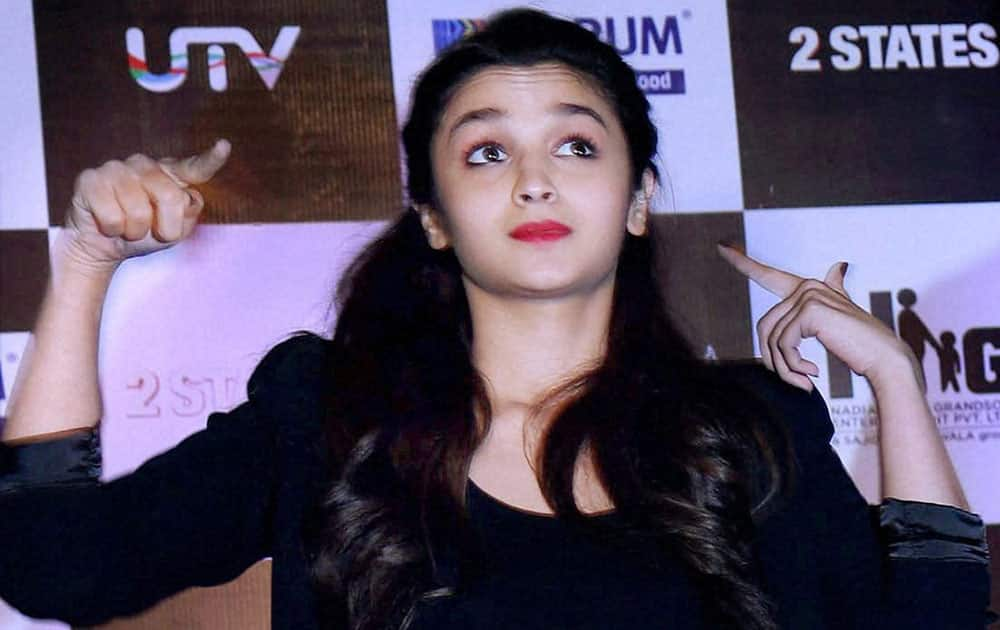 Bollywood actress Alia Bhatt during the promotion of her upcoming film '2 States' at city mall in Thane.