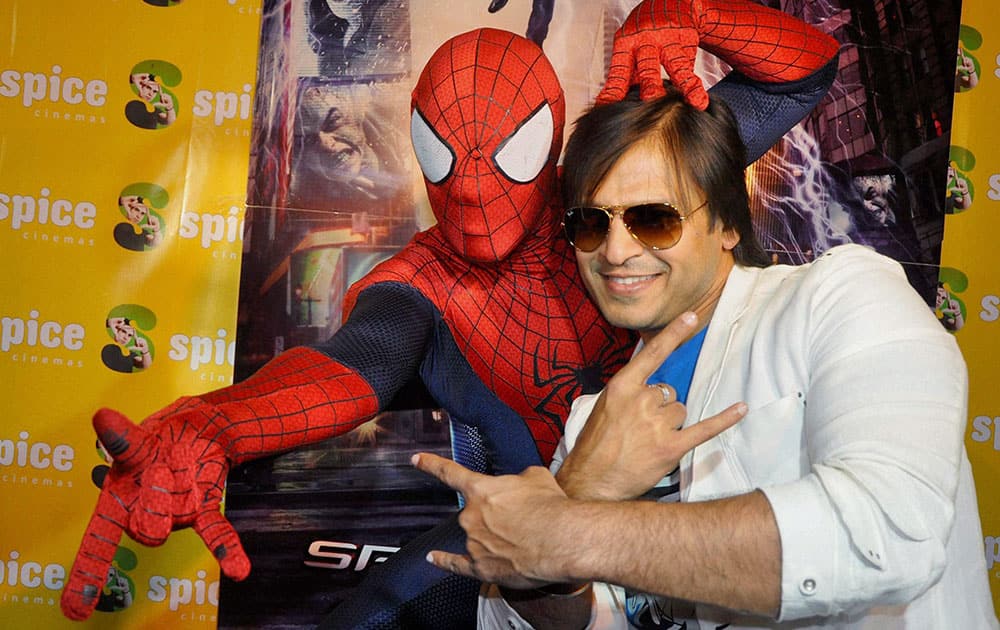 Film actor Vivek Oberoi at a press conference in Noida.