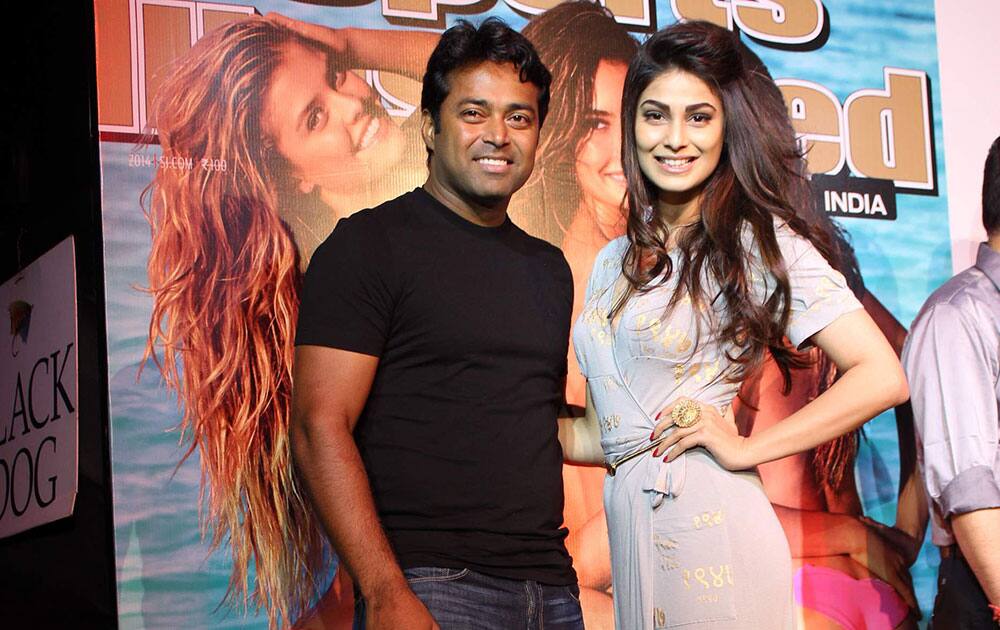 Leander Paes (L) and Puja Gupta (R) at the magazine cover launch in Mumbai. DNA