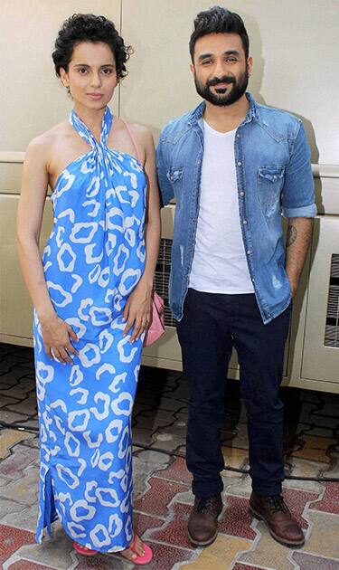 Kangna Ranaut and Vir Das during the promotion of their upcoming film Revolver Rani in Mumbai.