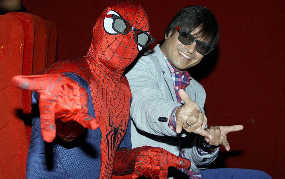 Vivek Oberoi at a special screening of 'Amazing Spiderman 2' at a cinema hall in Mumbai.