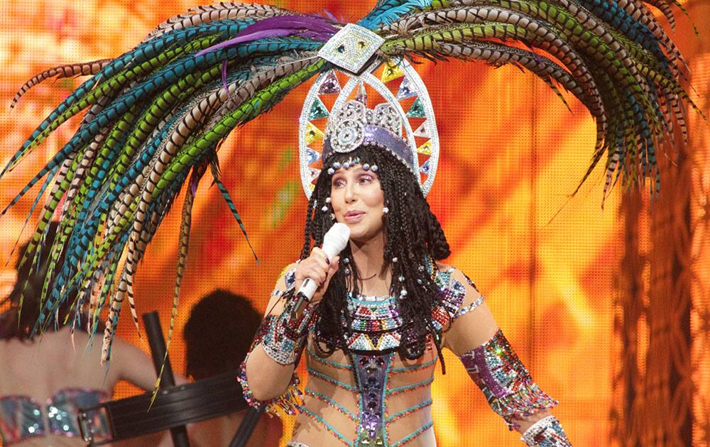 Cher performs in concert during her Dressed to Kill 2014 Tour at the Wells Fargo Center in Philadelphia.