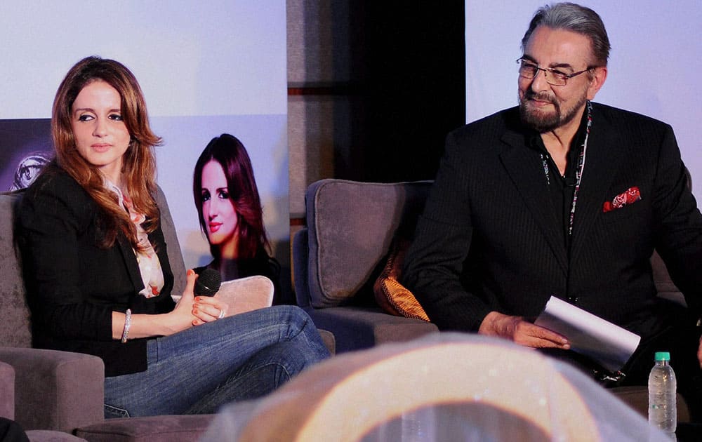 Actor Kabir Bedi and Sussanne Roshan at a function in Nagpur.