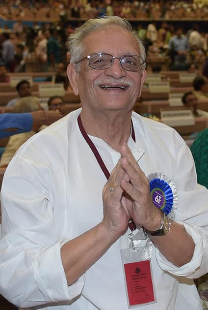 Dadasaheb Phalke Award winner Film-maker, Lyricist and author Gulzar during the 61st National Film Awards 2013 function in New Delhi.