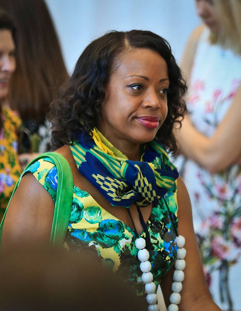 Fashion designer Tracy Reese arrives at a dedication ceremony for the Anna Wintour Costume Center, at the Metropolitan Museum of Art in New York.