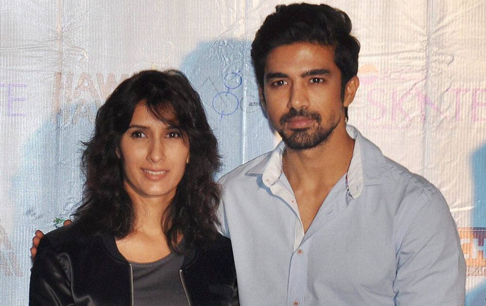 Bollywood actors and Saqib Saleem and Pragya Yadav during the promotional event for their upcoming film `Hawa Hawaai` in Gurgaon.