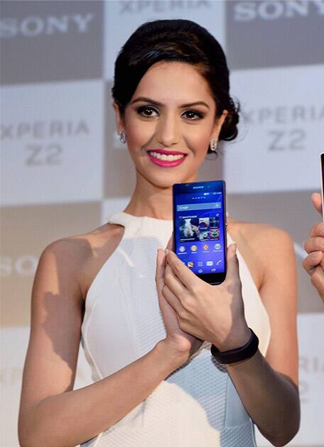 Miss India Koyal Rana at the launch of Sony Experia Z2 phones in New Delhi.