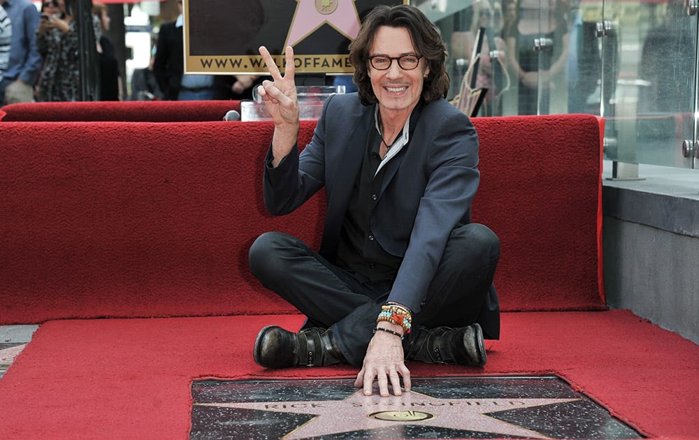 Rick Springfield attends the ceremony honoring him with a star on the Hollywood Walk of Fame, in Los Angeles.