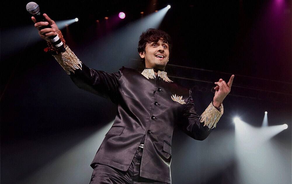 Sonu Nigam performs at a concert on Mother's Day in Trenton, New Jersey.