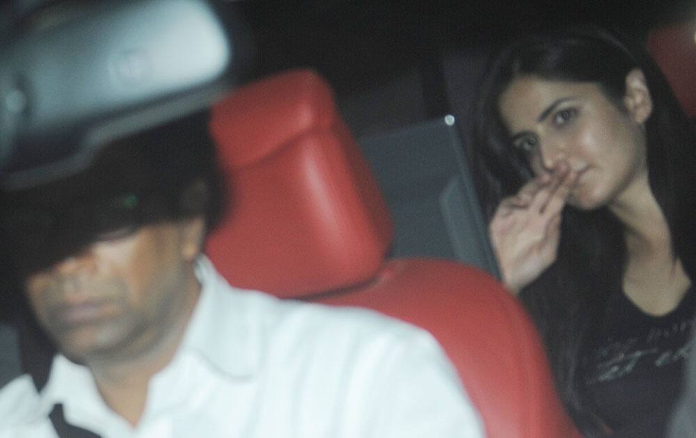 `HIDE AND SEEK: Katrina Kaif` at the screening of movie ‘X-Men Days of Future Past’ in Mumbai. DNA