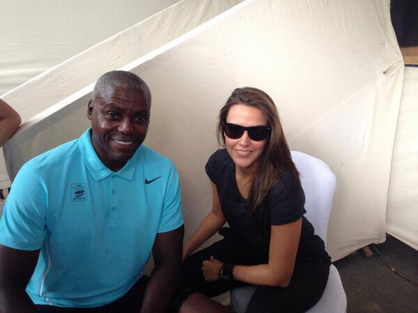 Neha Dhupia - Listening to #carllewis spk on stage tonite has been one of the most inspiring pieces i ve ever heard.With the legend. Pic Courtesy: Twitter	