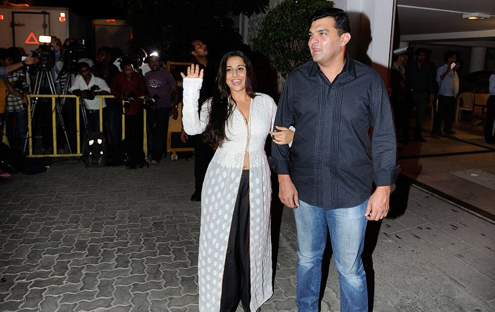 Vidya Balan and husband Siddharth Roy Kapur during filmmaker Karan Johar's birthday party in Mumbai. dna