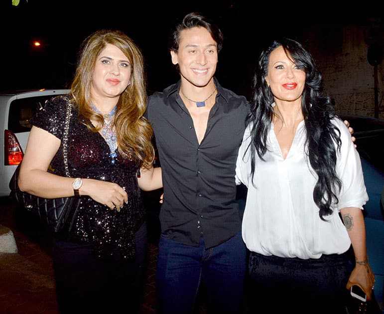 Ana Singh with Tiger Shroff and Ayesha Shroff during the success party of the film Heropanti in Mumbai. DNA