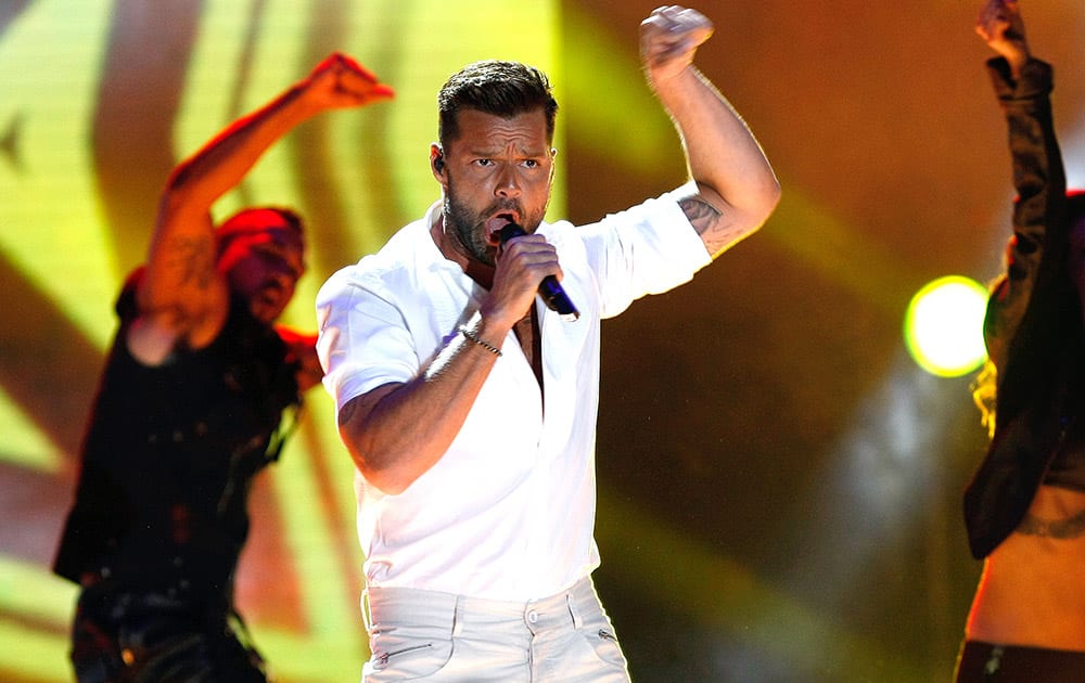 Singer Ricky Martin performs on stage during the World Music Awards in Monaco.