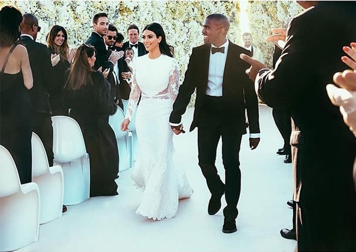 Kim Kardashian and Kanye West kiss after exchanging their vows in a lavish ceremony in Italy's Florence. Pic Courtesy: Instagram 