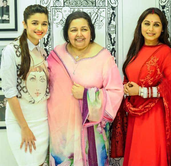 Rani Mukherjee - ..With my mother-in-law and Alia Bhatt at the Diva'ni store launch in Mumbai! :). Pic Courtesy: Twitter