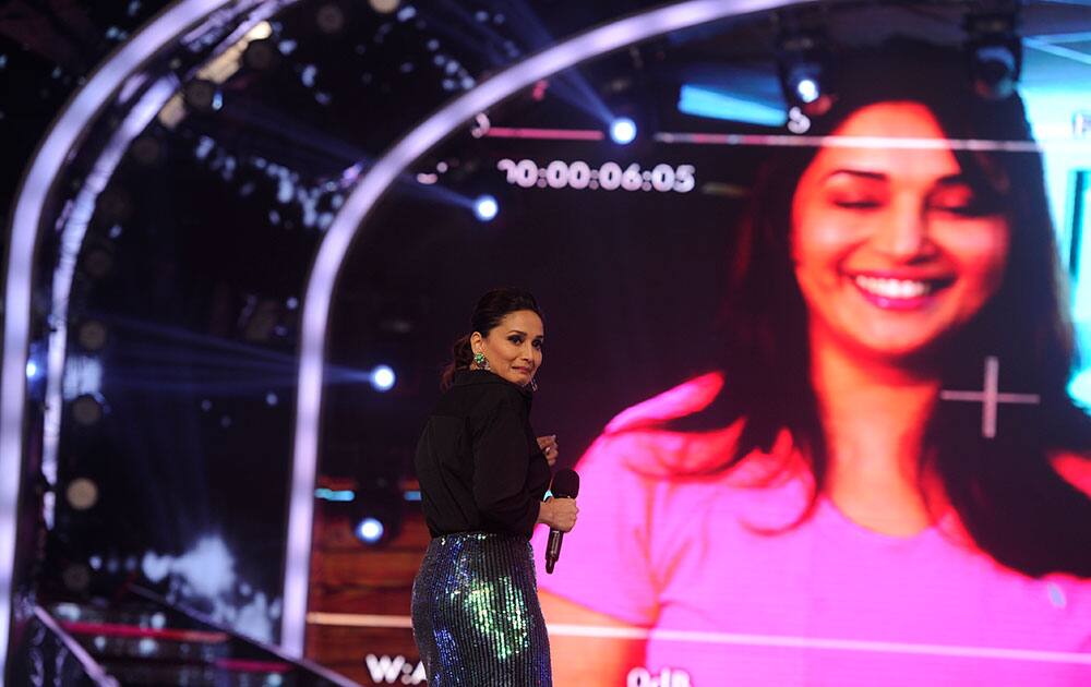 `New looks: Madhuri Dixit Nene` during the press conference to announce the contestants of Jhalak Dikhhla Jaa season 7 in Mumbai. dna