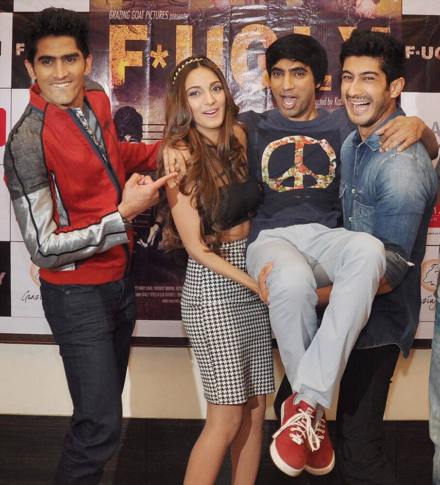 Bollywood actors Vijender Singh, Kiara Advani, Mohit Marwah and Arfi Lamba during a promotional event for their upcoming film.