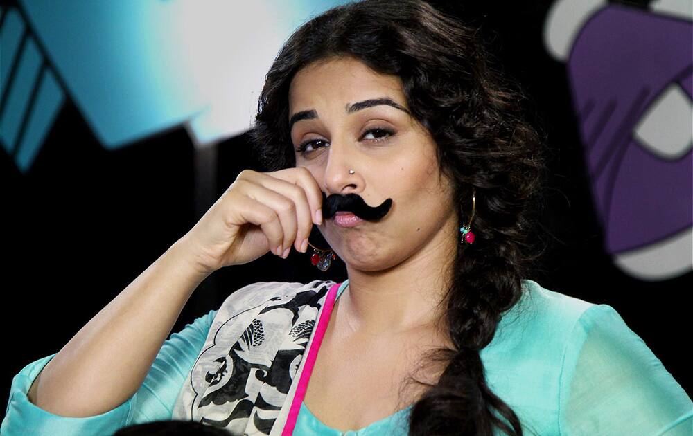 Bollywood actress Vidya Balan on the sets of Disney's talk show 'Captain Tiao' in Mumbai.