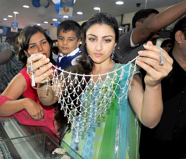 Bollywood actress Soha Ali Khan during the inauguration of a jewellery showroom in Bhubaneswar.