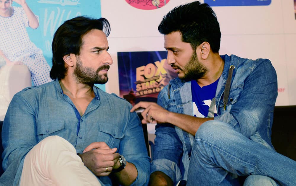 Actors Saif Ali Khan and Riteish Deshmukh at a promotional event for their upcoming film `Humshakals`.