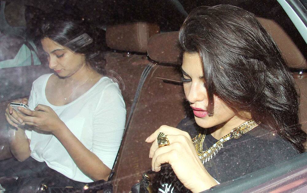 Rhea Kapoor (L) and Jacqueline Fernandez were spotted at Karan Johar’s house in Mumbai. DNA