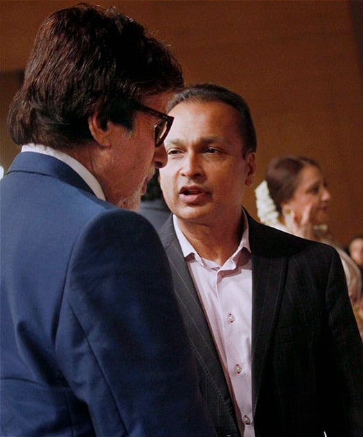 Industrialist Anil Ambani and actor Amitabh Bachchan during the launch of veteran actor Dilip Kumar's autobiography in Mumbai.