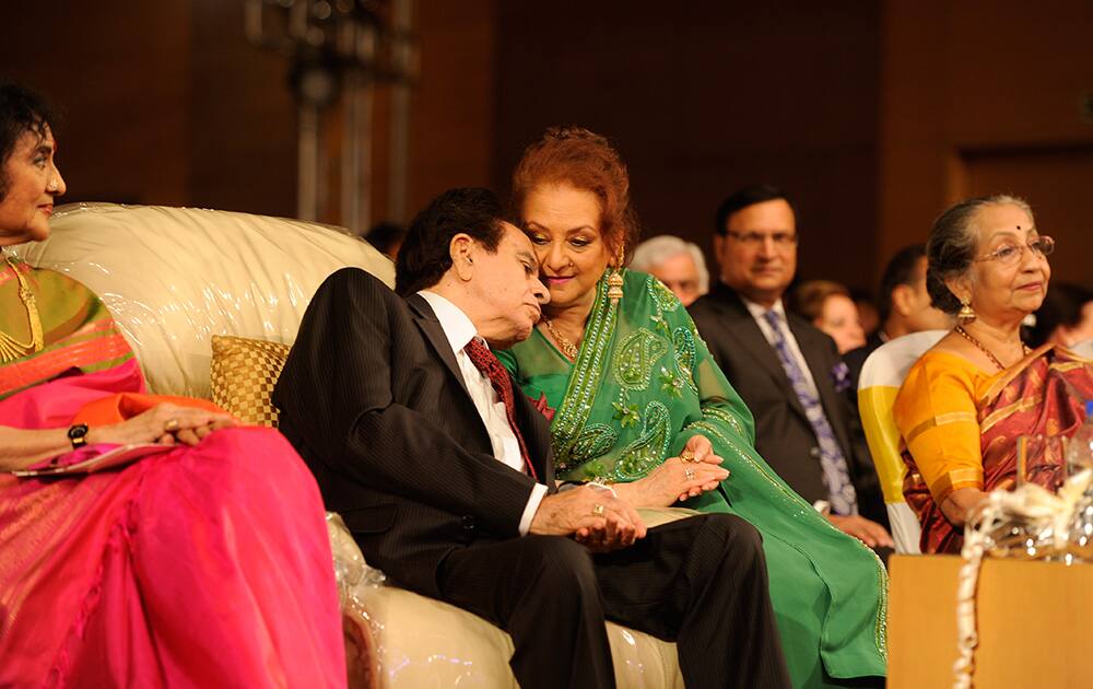 Dilip Kumar (L) and Saira Banu during the launch of Dilip Kumar's autobiography 'The Substance and The Shadow' in Mumbai.- Rajneesh Londhe.dna