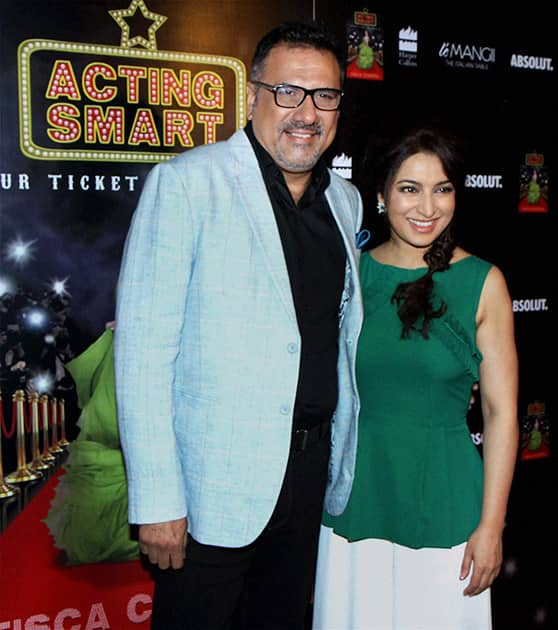 Bollywood actors Boman Irani and Tisca Chopra during a party celebrating the success of the latter's book.