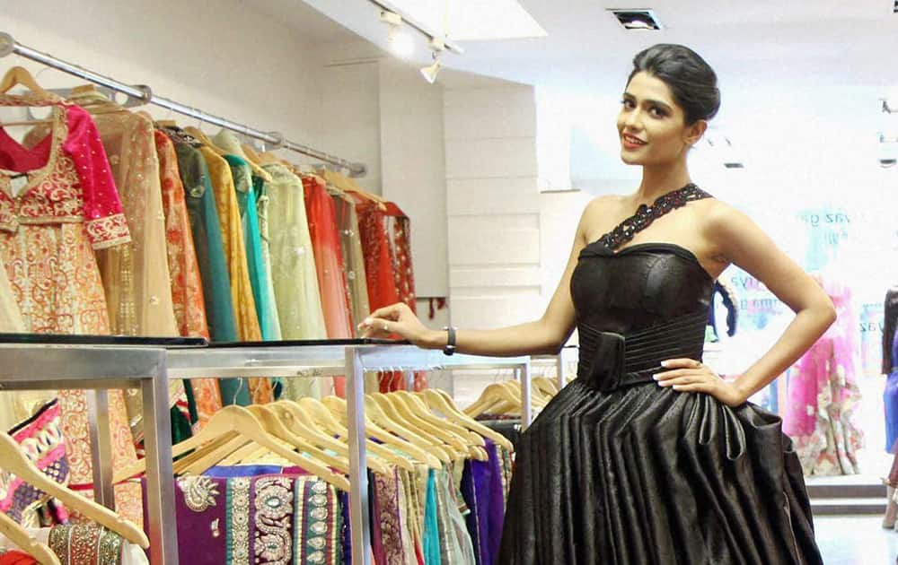 Model Arjita Roy during the photo shoot of the Libas Vintage Line in Mumbai.