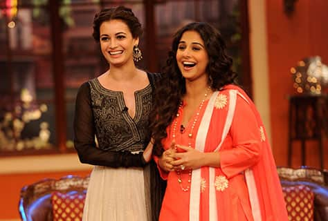 Dia Mirza (L) and Viday Balan (R) on the sets of Comedy Nights with Kapil in Mumbai. dna