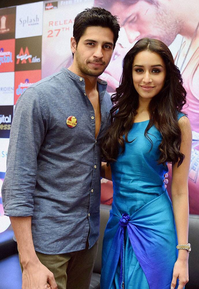 Bollywood actors Sidharth Malhotra and Shraddha Kapur at the promotion of their movie 'EK VILLAIN' IN Bengaluru.