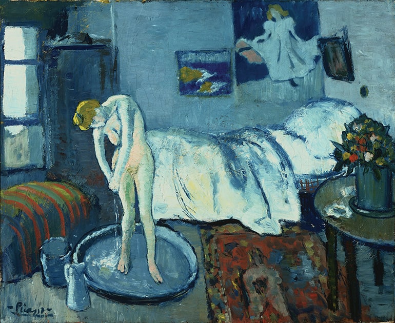 This handout image provided by The Phillips Collection shows Picasso’s The Blue Room, painted in 1901. Scientists and art experts have found a hidden painting beneath the painting.