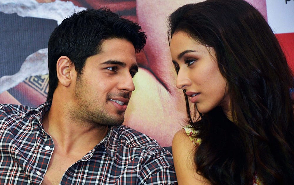 Sidharth Malhotra and Shraddha Kapoor during the promotion of their upcoming film Ek Villain in Ahmedabad.