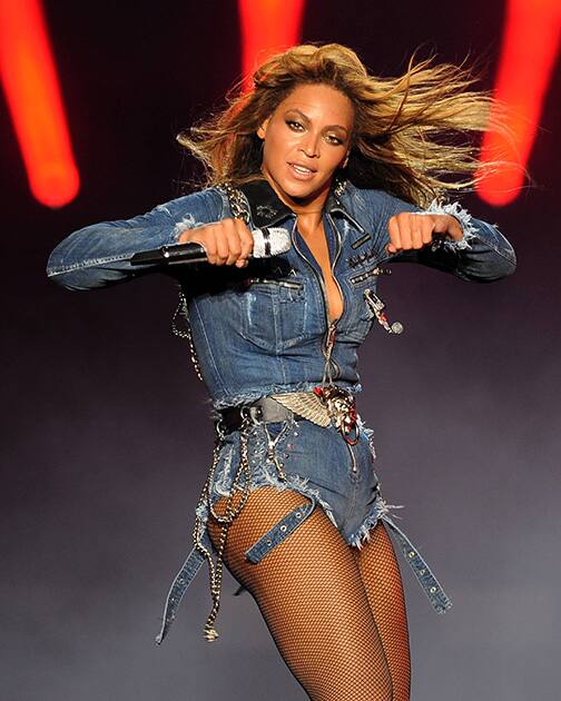 Beyonce performs on the opening night of the On The Run Tour at Sun Life Stadium in Miami, Florida.