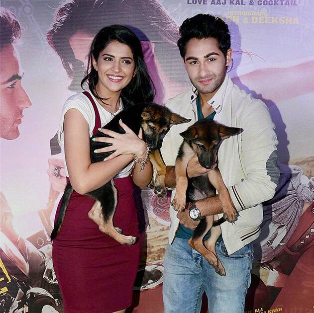 Bollywood actors Armaan Jain and Deeksha Seth during the promotion of their film.