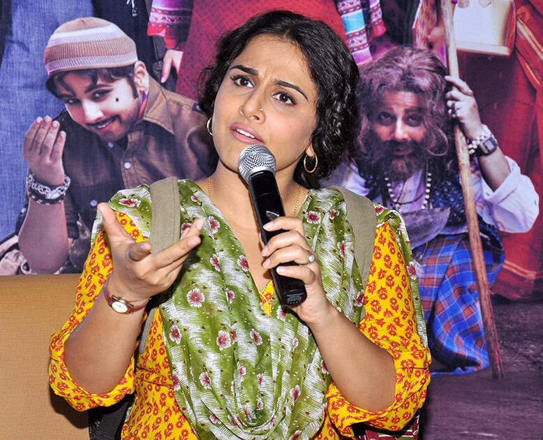 Actress Vidya Balan during a press conference to promote her upcoming film.