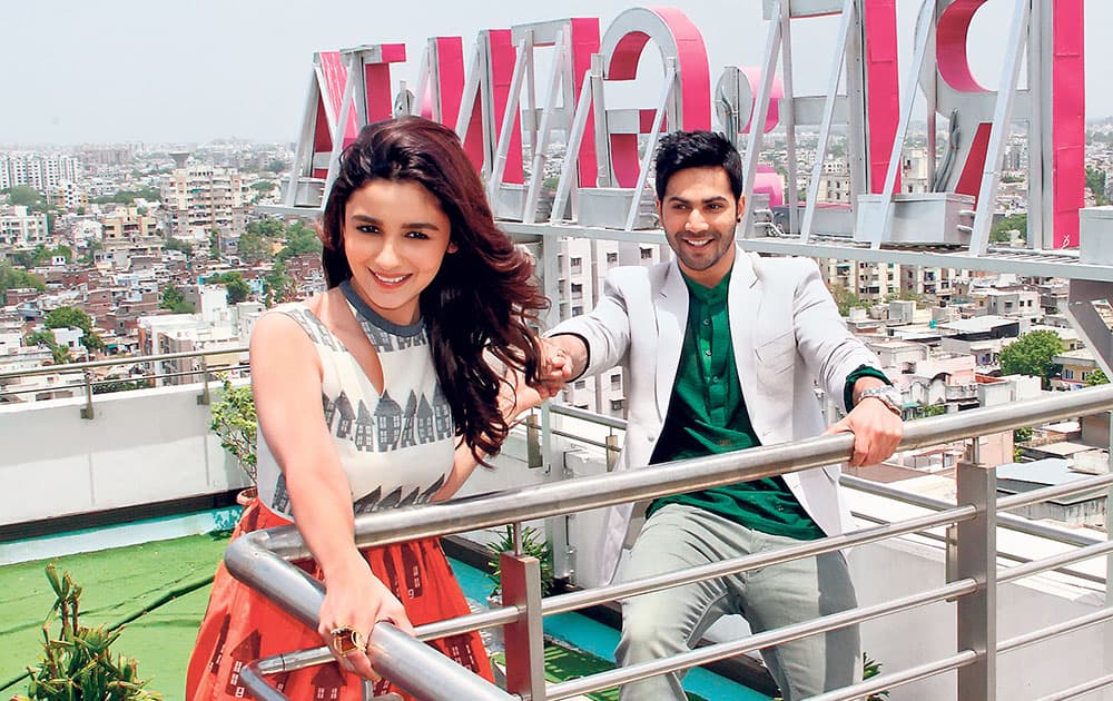 Actors Alia Bhatt and Varun Dhawan at the promotion of their upcoming Bollywood film 'Humpty Sharma ki Dulhania' in Ahmedabad. dna