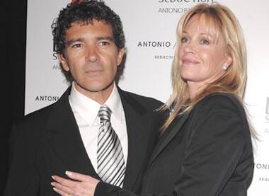 Actor Antonio Banderas with wife Melanie Griffith at a launch party in New York.